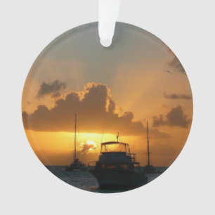 Ships and Sunset Tropical Seascape Ornament