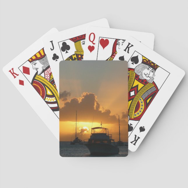 Ships and Sunset Tropical Seascape Playing Cards (Back)