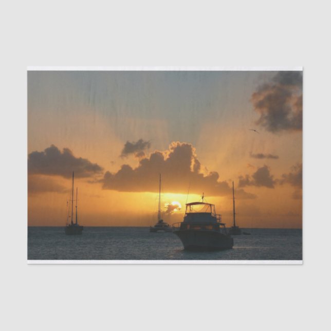 Ships and Sunset Tropical Seascape Tissue Paper (Front)