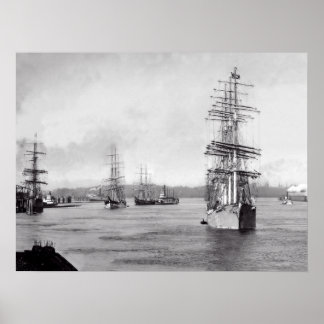 Ships at Portland Oregon Poster