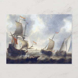 Ships at Sea 1660s Postcard