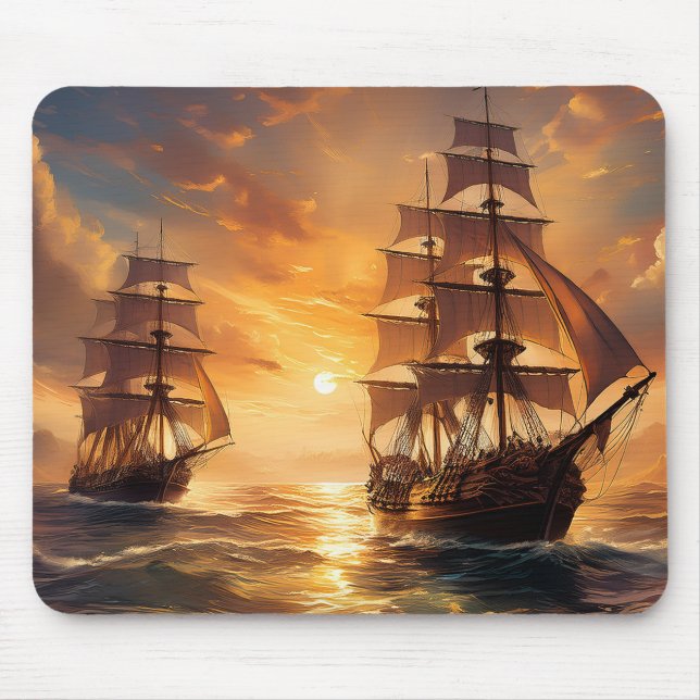 Ships at Sunset Mouse Pad (Front)
