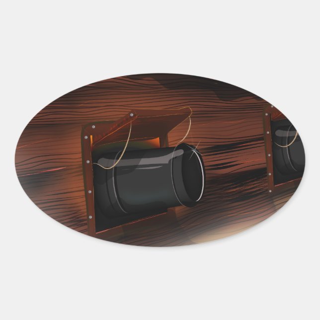 Ships Cannon Oval Sticker (Front)