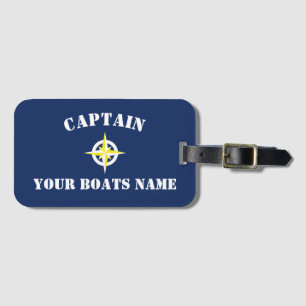 Ships captain nautical compass luggage tag