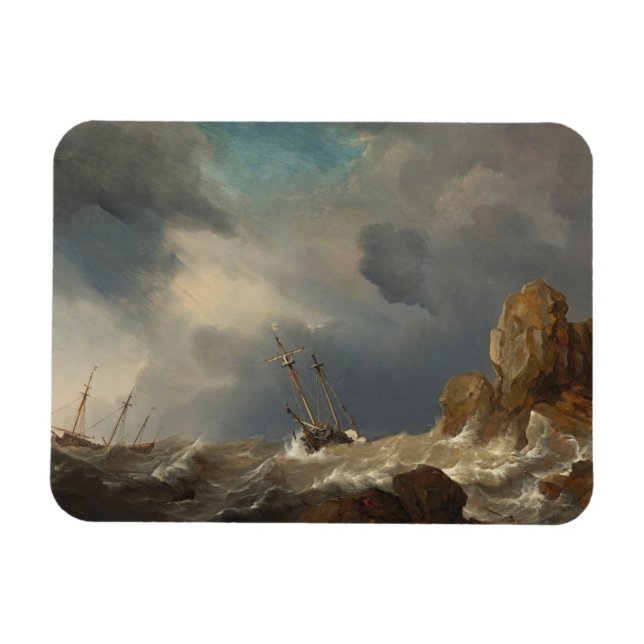 Ships in a Gale by Willem van de Velde the Younger Magnet (Horizontal)
