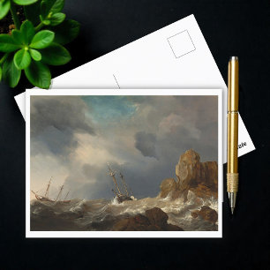 Ships in a Gale by Willem van de Velde the Younger Postcard