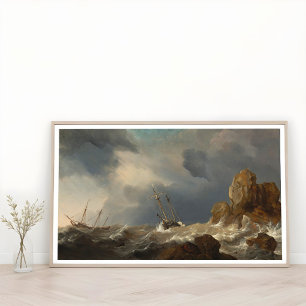 Ships in a Gale, Marine Poster