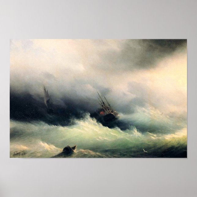 Ships in a Storm, Ivan Constantinovich Aivazovsky Poster (Front)