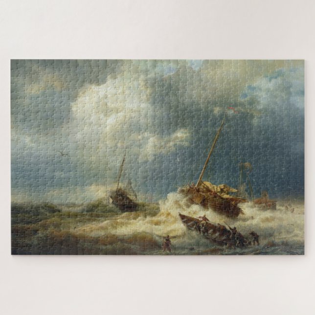 Ships in a Storm on the Dutch Coast Jigsaw Puzzle (Horizontal)