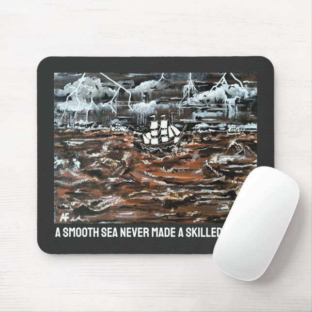 Ships in a Storm Painting by Alfred Fox Mouse Pad (With Mouse)