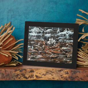 Ships in a Storm Painting by Alfred Fox Plaque