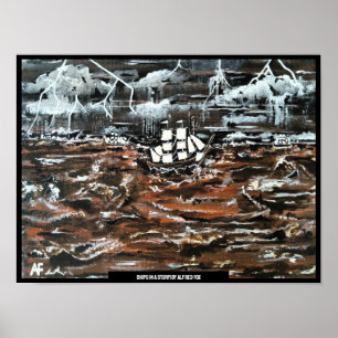 Ships in a Storm Painting by Alfred Fox Poster