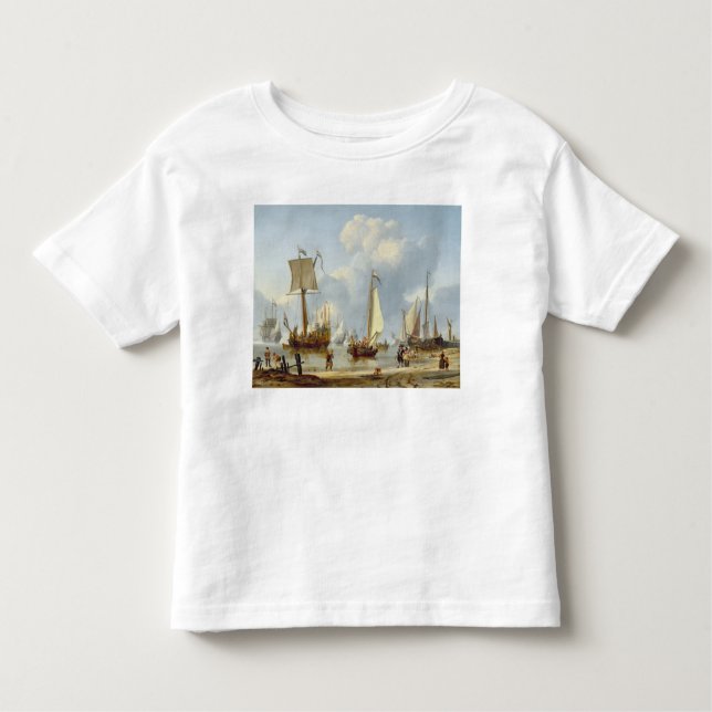 Ships in Calm Water with Figures by the Shore Toddler T-Shirt (Front)
