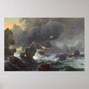 Ships in Distress - L. Backhuysen Fine Art Poster