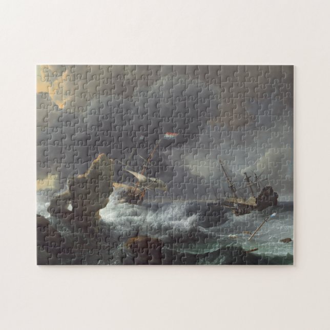 Ships in Distress off a Rocky Coast Jigsaw Puzzle (Horizontal)