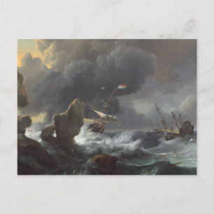 Ships in Distress off a Rocky Coast Postcard
