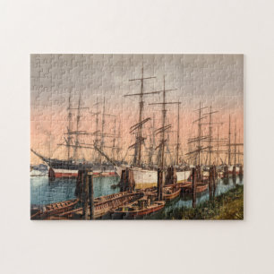 Ships in Hamburg Harbour, Germany Jigsaw Puzzle