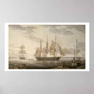 Ships in Harbour, 1805 (oil on canvas) Poster