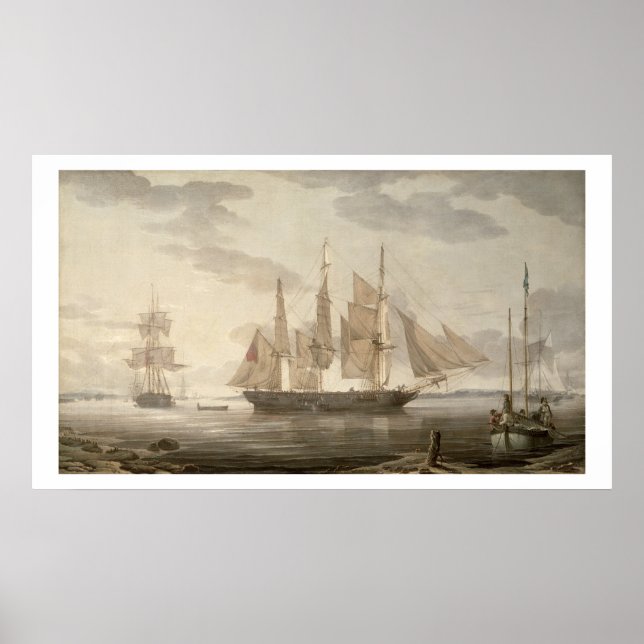 Ships in Harbour, 1805 (oil on canvas) Poster (Front)