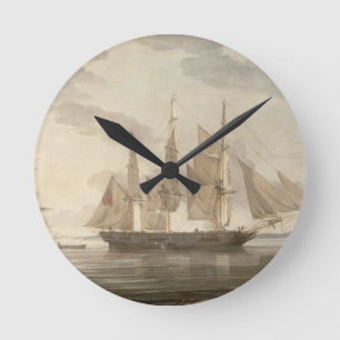 Ships in Harbour, 1805 (oil on canvas) Round Clock