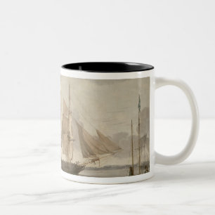 Ships in Harbour, 1805 (oil on canvas) Two-Tone Coffee Mug