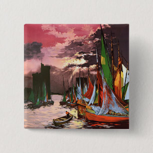Ships in the Port of La Rochelle Art 15 Cm Square Badge