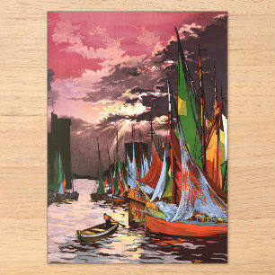 Ships in the Port of La Rochelle Art Acrylic Invitations