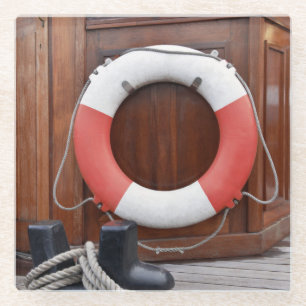 Ships Lifebelt Glass Coaster