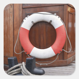 Ships Lifebelt Square Sticker