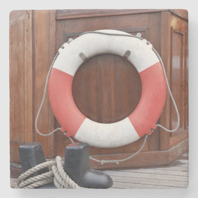 Ships Lifebelt Stone Coaster (Front)