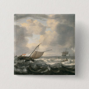 Ships on a Choppy Sea 15 Cm Square Badge