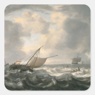 Ships on a Choppy Sea Square Sticker