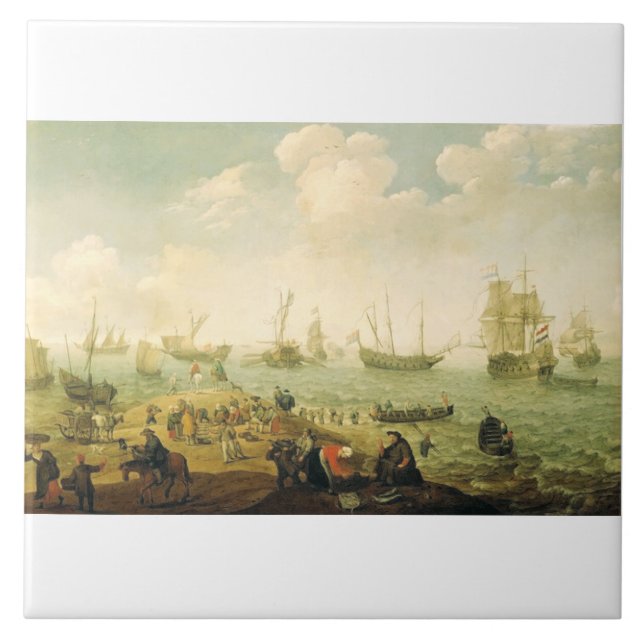 Ships on a Dutch roadstead  Ceramic Tile (Front)
