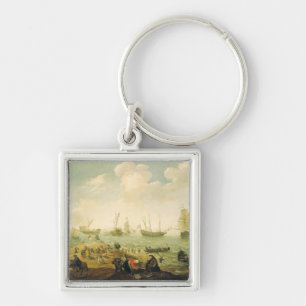 Ships on a Dutch roadstead Key Ring