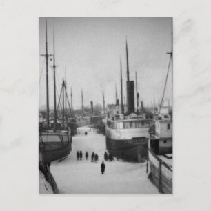 Ships on the Belle River Marine City Michigan Postcard