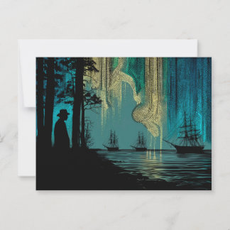 Ships under the Northern Lights Postcard