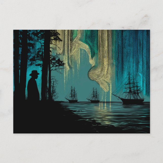 Ships under the Northern Lights Postcard (Front)