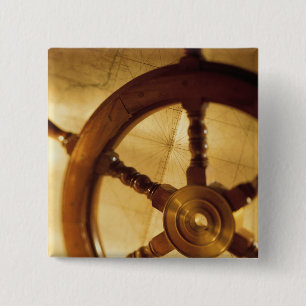 Ship'S Wheel And Map 15 Cm Square Badge