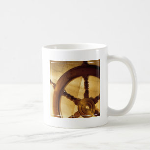 Ship'S Wheel And Map Coffee Mug