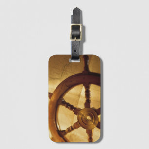 Ship'S Wheel And Map Luggage Tag