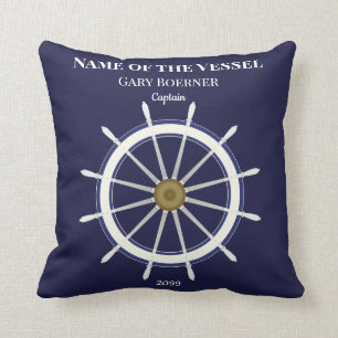 Ship's Wheel Captain & Year Square Throw Pillows
