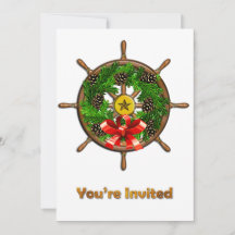 Ship's Wheel Wreath Invitation