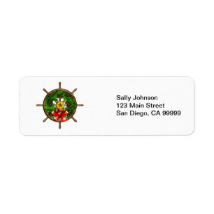 Ship's Wheel Wreath Return Address Label