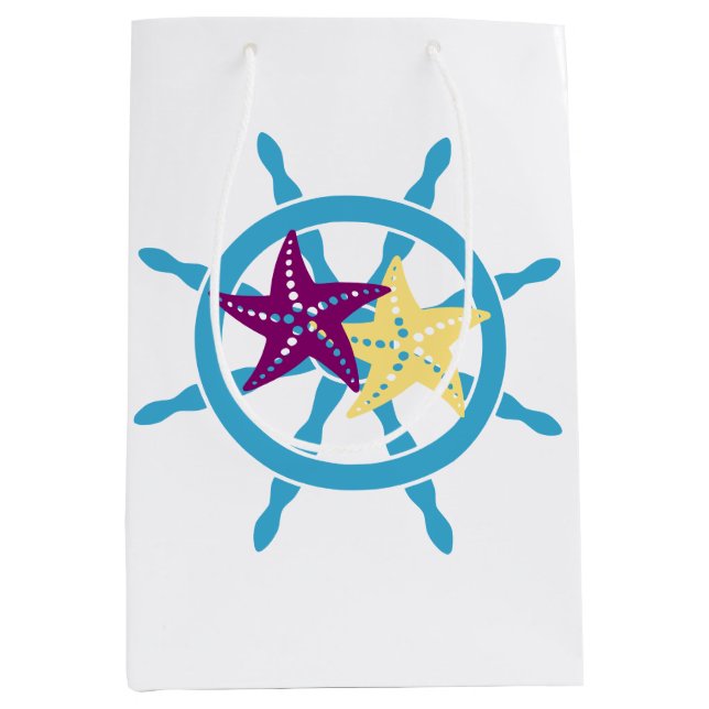 Shipwheel & Starfish Medium Gift Bag (Front)