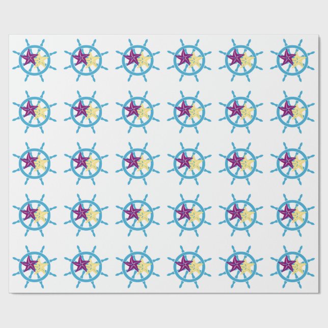 Shipwheel & Starfish Wrapping Paper (Flat)