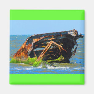 Shipwreck Abstract Blue Magnet