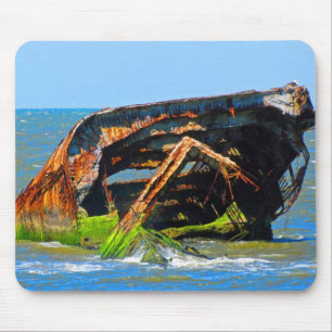 Shipwreck Abstract Blue Mouse Pad