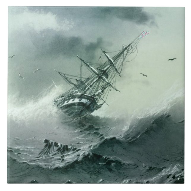 Shipwreck (by Ivan Aivazovsky) Ceramic Tile (Front)