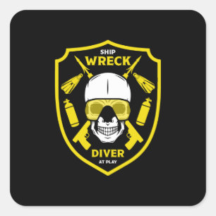 shipwreck divers  square sticker