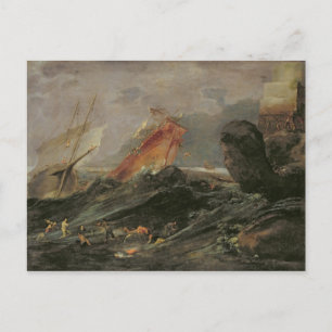 Shipwreck on a Rocky Shore, c.1645-50 Postcard
